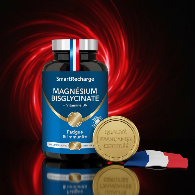 SmartRecharge™ - Cure de 45 Jours de Magnésium Bisglycinate + Vit B6 (Anti-Fatigue & Stress)